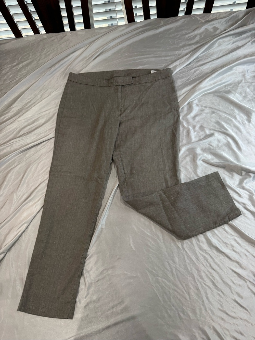 Anne Klein Gray Linen Blend Tailored Trouser Pants Size 8